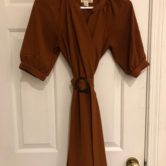 Rust Colored Dress with Tortoise Shell Belt - Picture 1 of 3